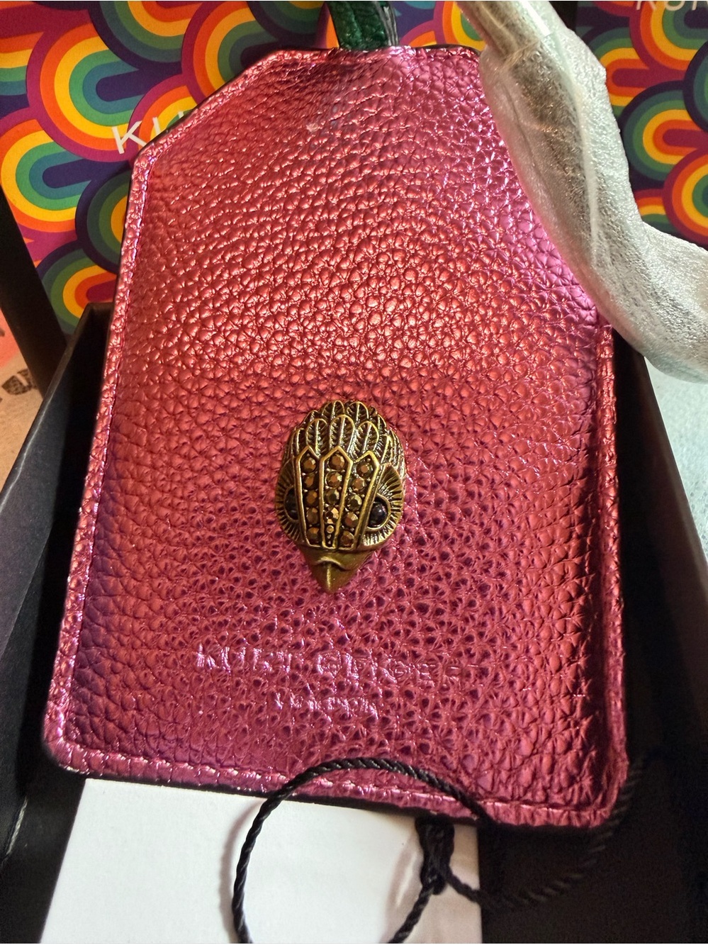 Kurt Geiger Metallic Pink Bag Charm/Luggage Tag